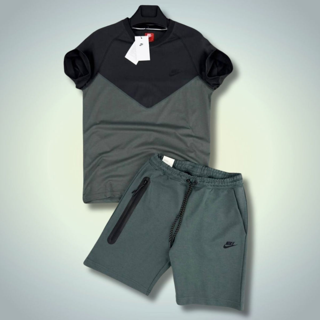 Nike Tech Fleece muški set s kratkim hlačama, kadulja zelena - grafit. Vrhunska kvaliteta