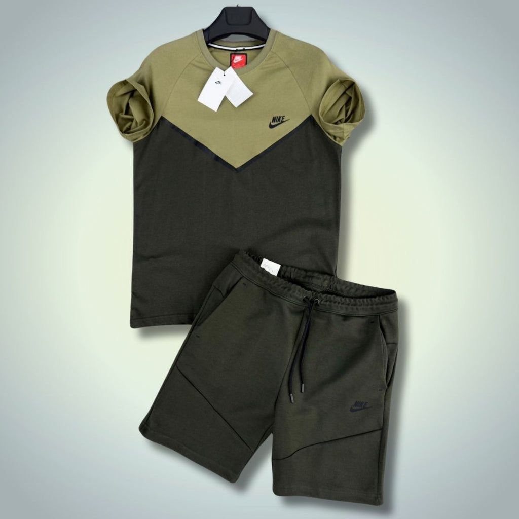 Nike Tech Fleece muški set s kratkim hlačama, tamnozelena - maslinasto zelena. Premium kvaliteta