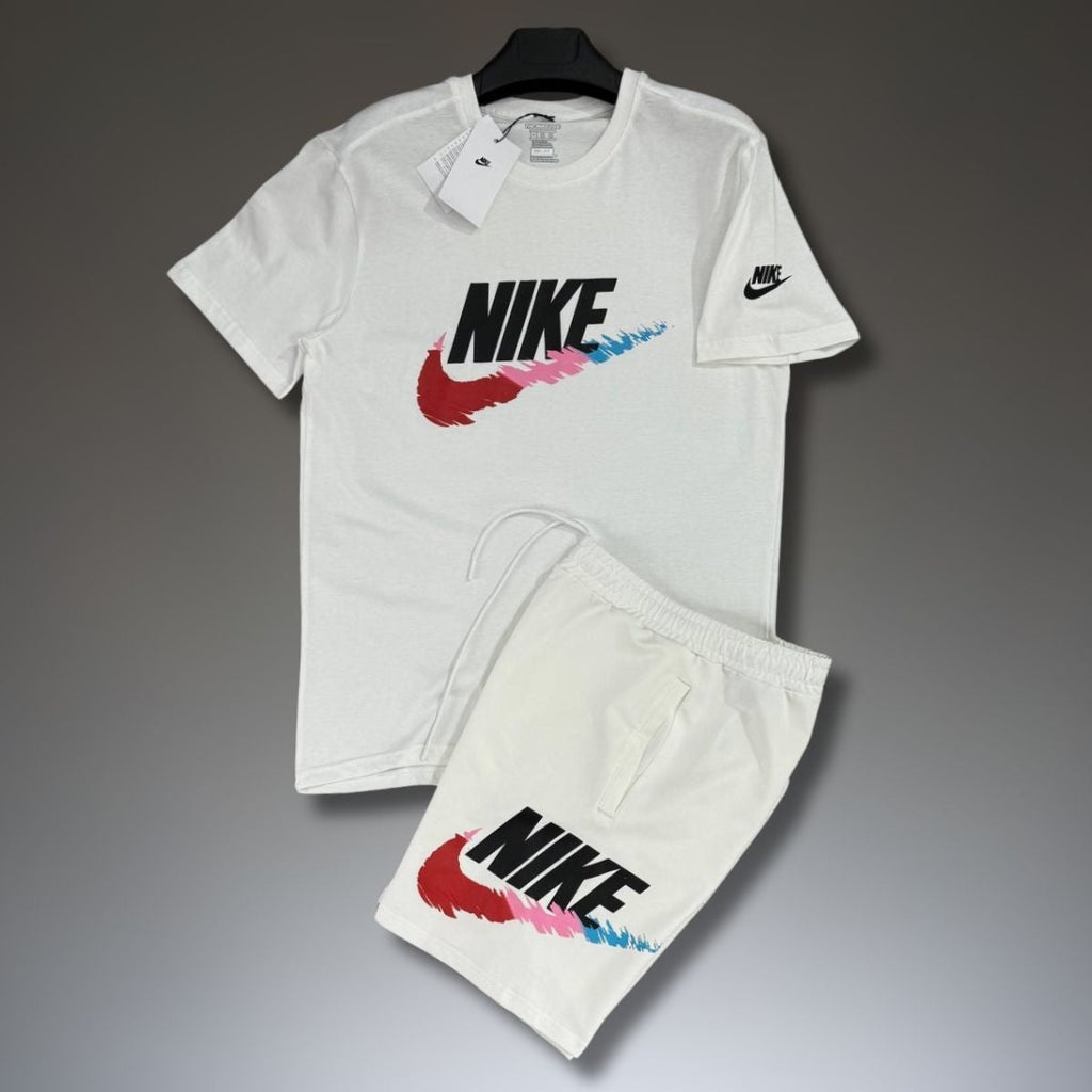 Nike muški set s kratkim hlačama, Veliki klasični logo, bijeli. Premium kvaliteta