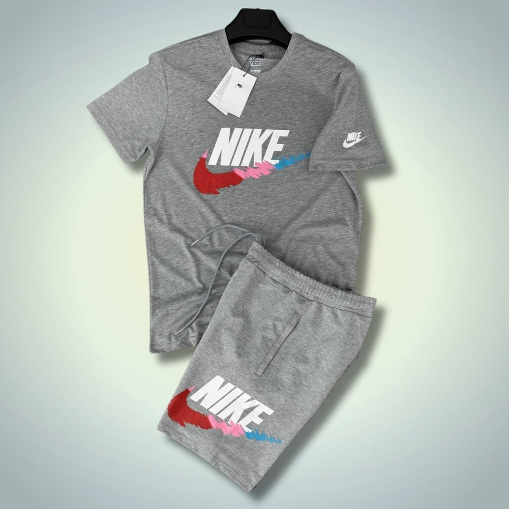 Nike muški set s kratkim hlačama, Veliki klasični logo, klasično sivi. Premium kvaliteta