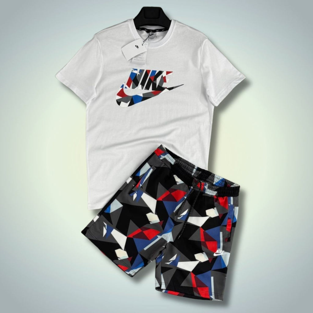 Nike muški set s kratkim hlačama, Šarena kamuflaža, bijeli. Premium kvaliteta