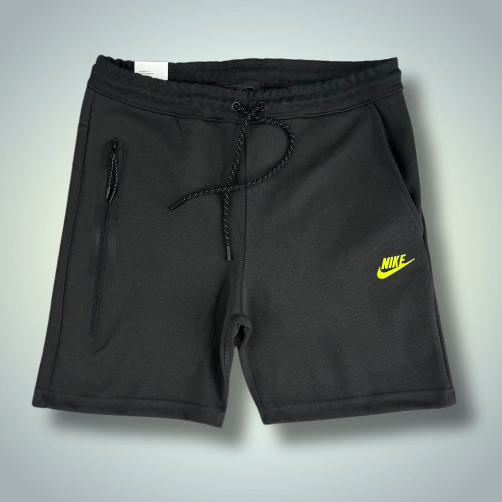 Nike Tech Fleece muške kratke hlače, grafitne, neonsko zeleni logo. Model 2024. Vrhunska kvaliteta