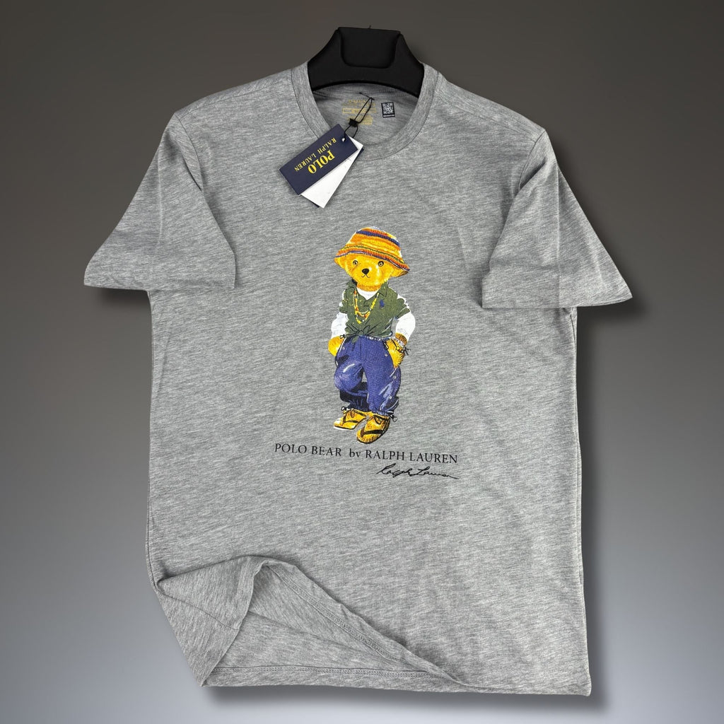 Muška klasična siva majica Ralph Lauren, print medvjedić. Premium kvaliteta