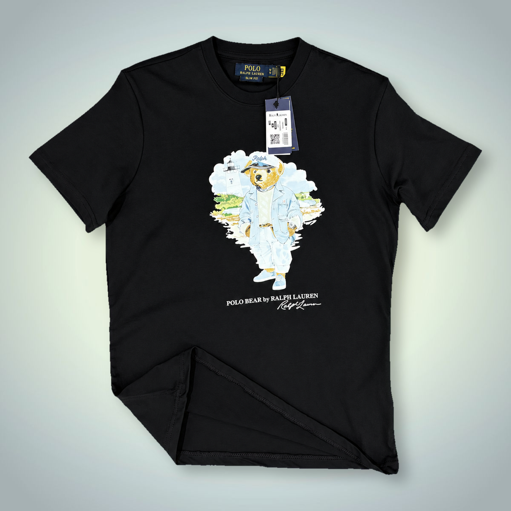 Ralph Lauren muška majica, print medvjedić mornar, crna. Vrhunska kvaliteta