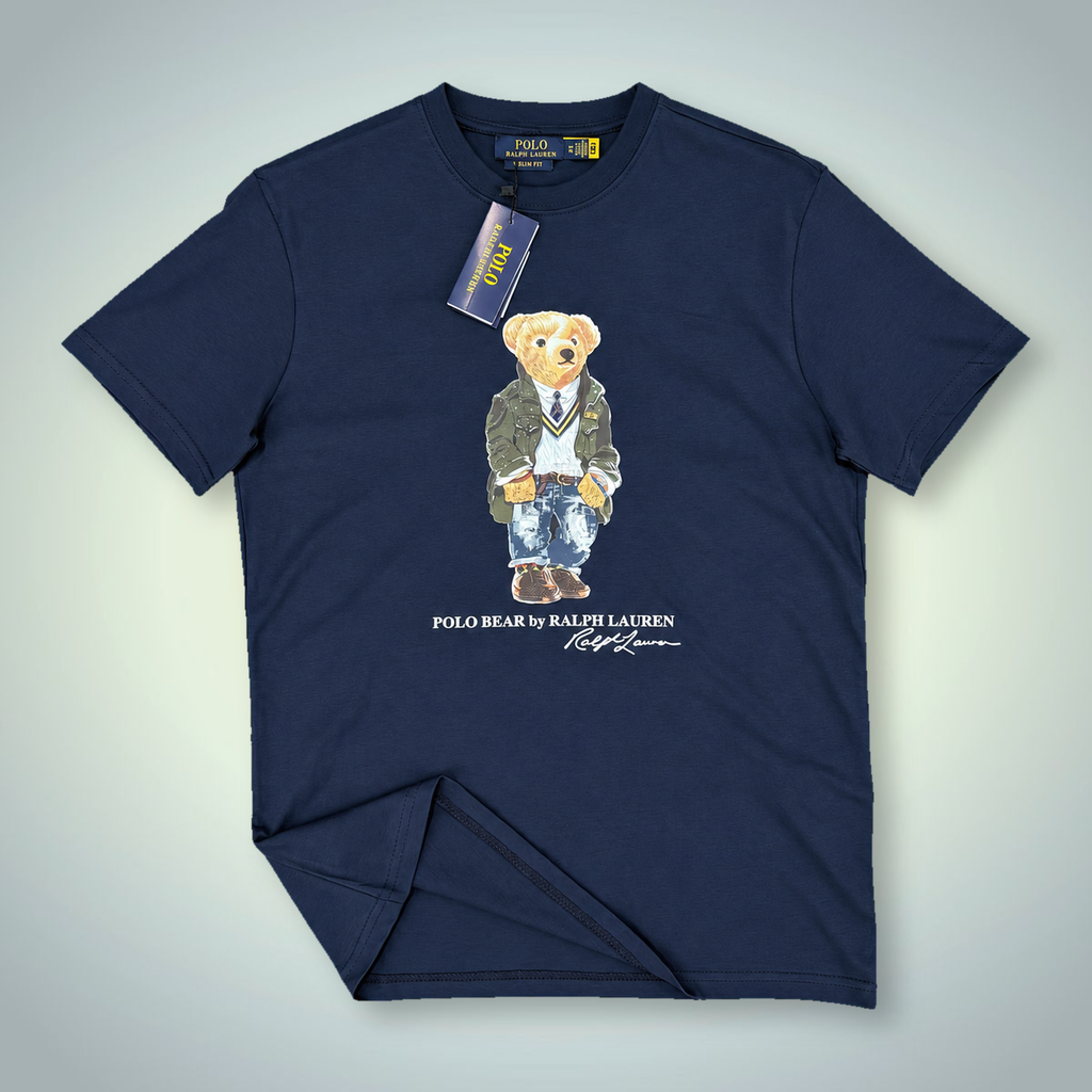 Ralph Lauren muška majica, print medvjedić u uniformi, tamno plava. Vrhunska kvaliteta