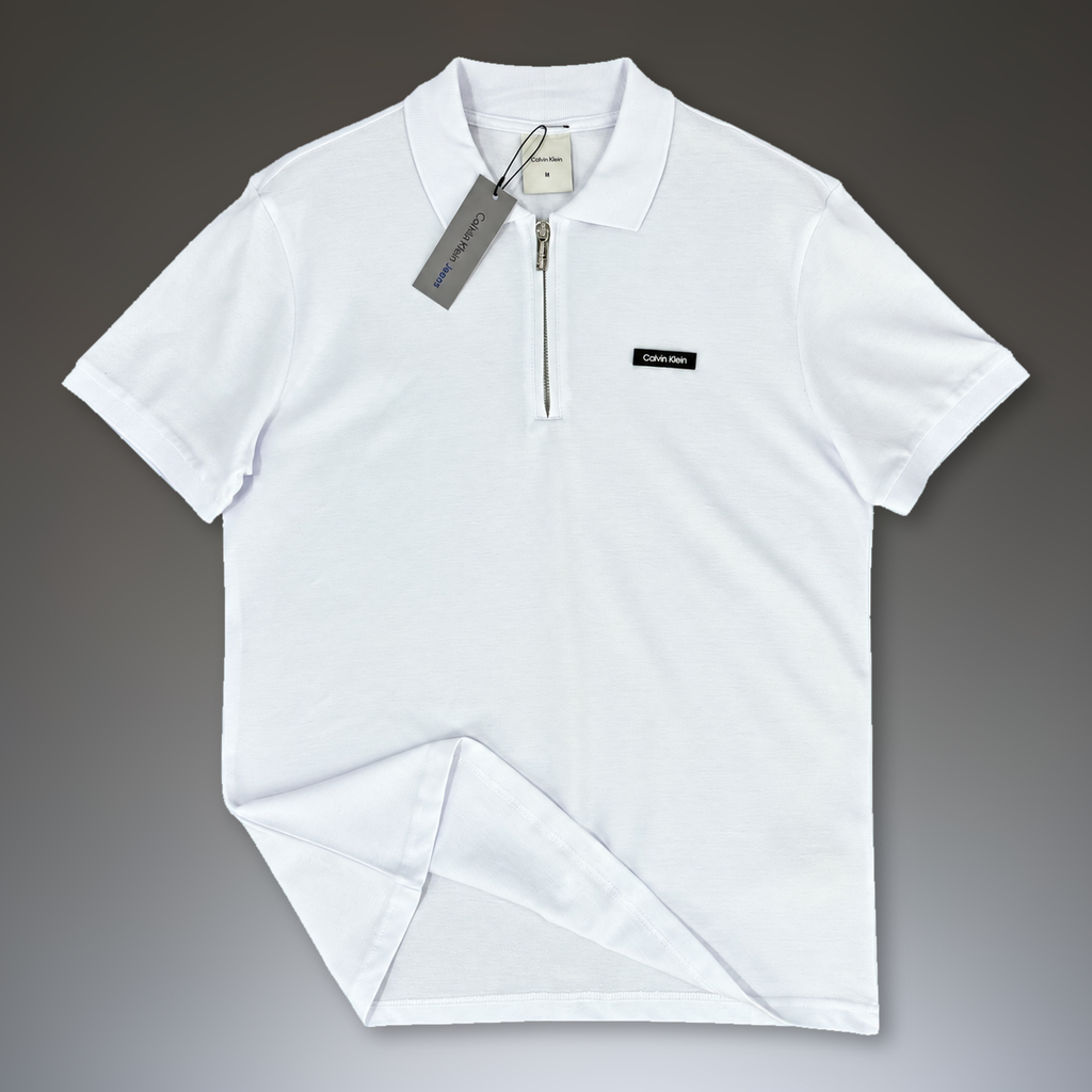 Calvin Klein muška polo majica s patentnim zatvaračem, bijela. Vrhunska kvaliteta