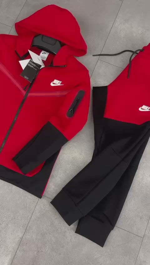 Dječja trenirka Nike Tech Fleece, crveno-crna. Vrhunska kvaliteta