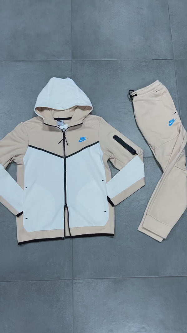 Nike Tech Fleece muška trenirka, bež i bijela. Vrhunska kvaliteta