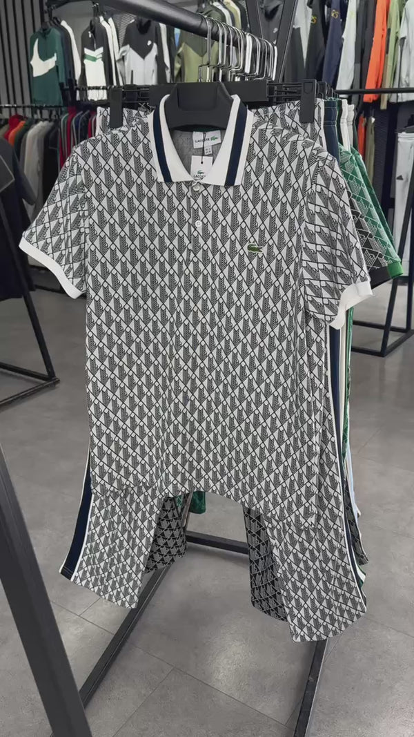 Lacoste muški ljetni set, Jacquard polo, crno - tamno plavi. Vrhunska kvaliteta