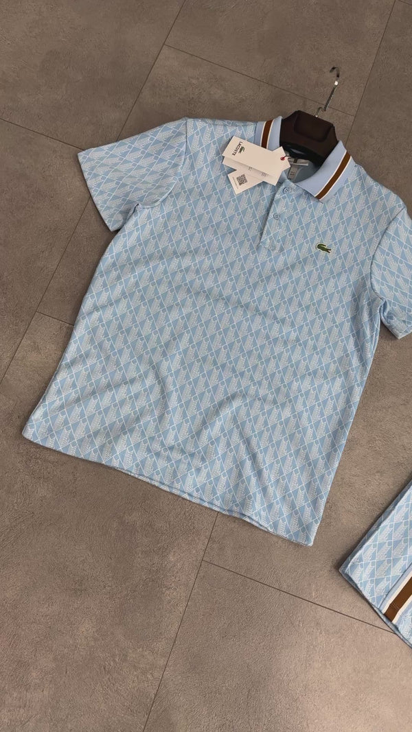 Lacoste muški ljetni set, Jacquard polo, svijetloplava. Vrhunska kvaliteta
