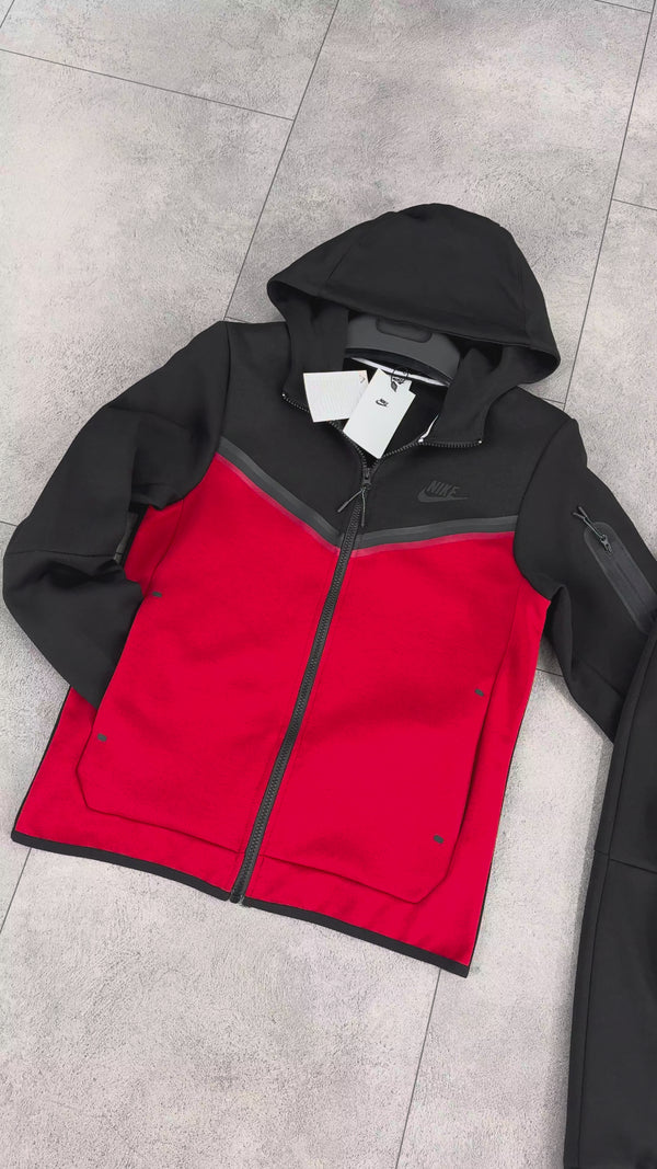 Nike dječja trenirka Tech Fleece, crna i crvena. Model 2024. Vrhunska kvaliteta