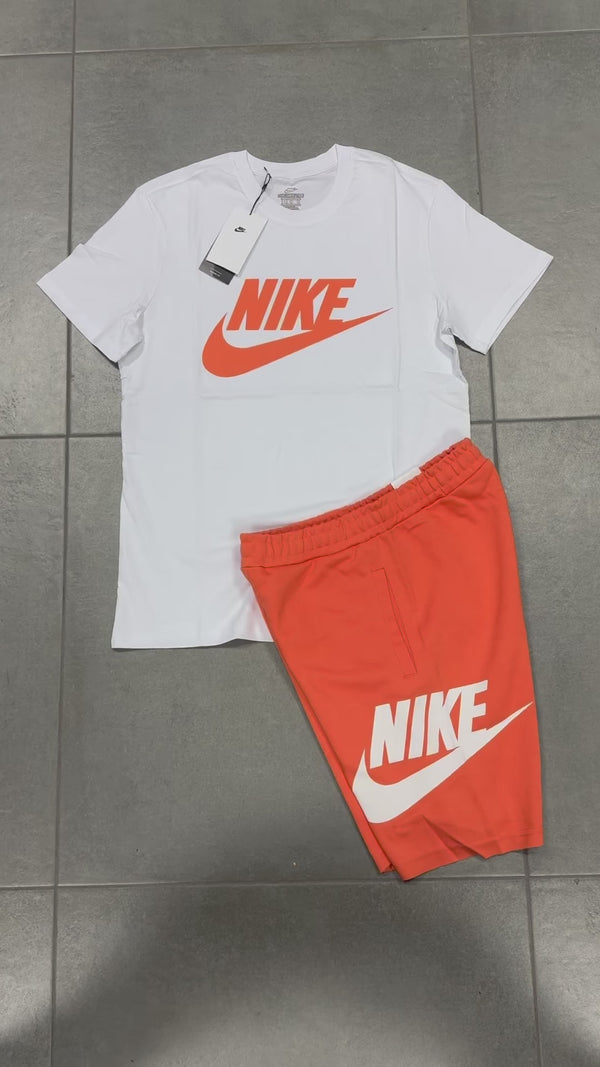 Nike muški set s kratkim hlačicama, bijelo - narančasta. Factory outlet