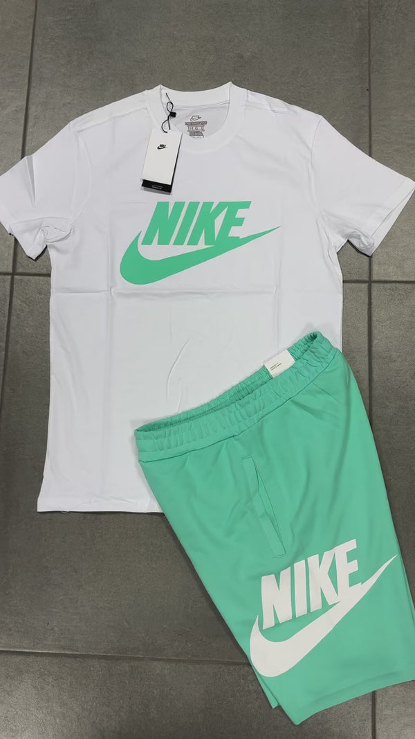 Nike muški set s kratkim hlačama, bijelo - tirkizno. Factory outlet