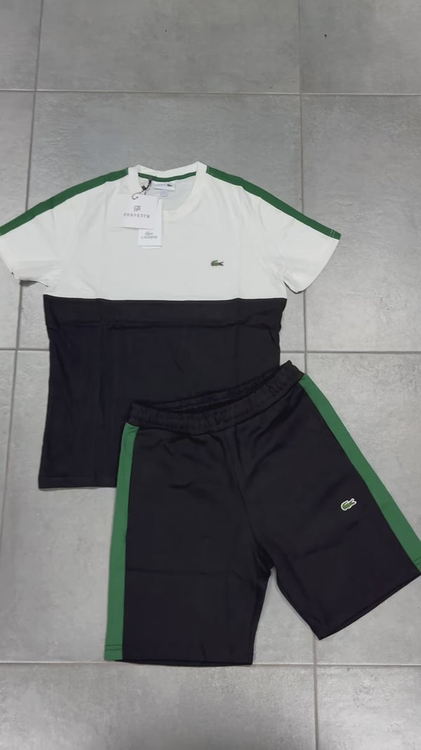 Lacoste muški set s kratkim hlačama, Bijelo - Crno - Zeleno. Vrhunska kvaliteta