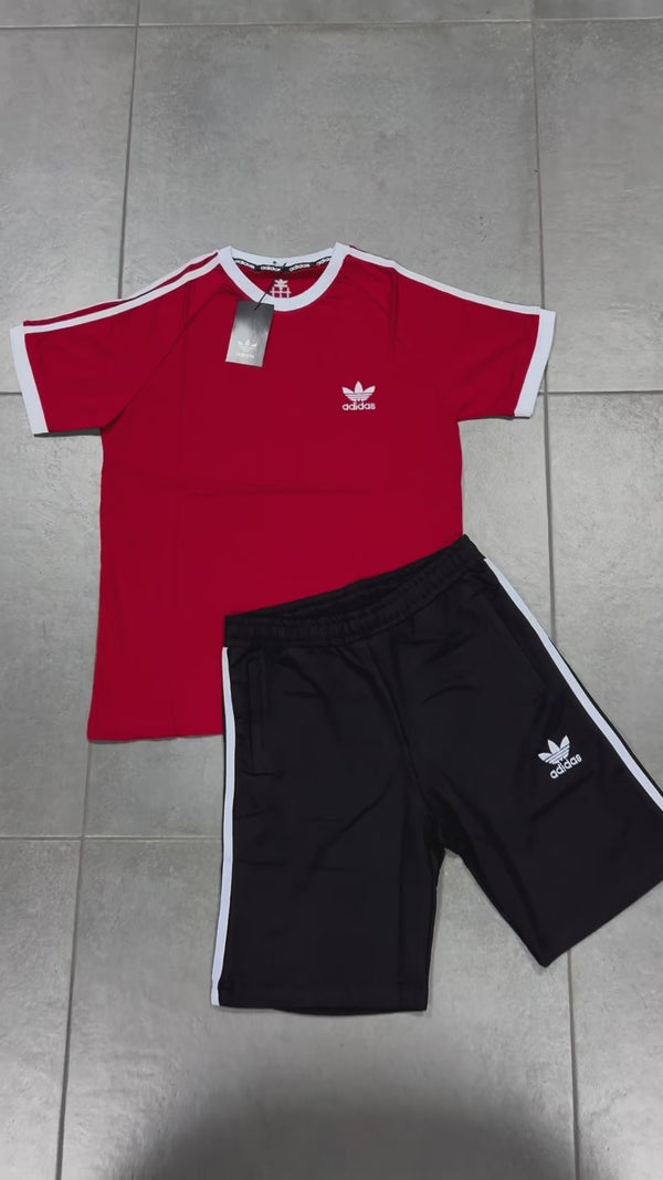 Adidas muški set s kratkim hlačama, Crveno - Crni Premium kvaliteta